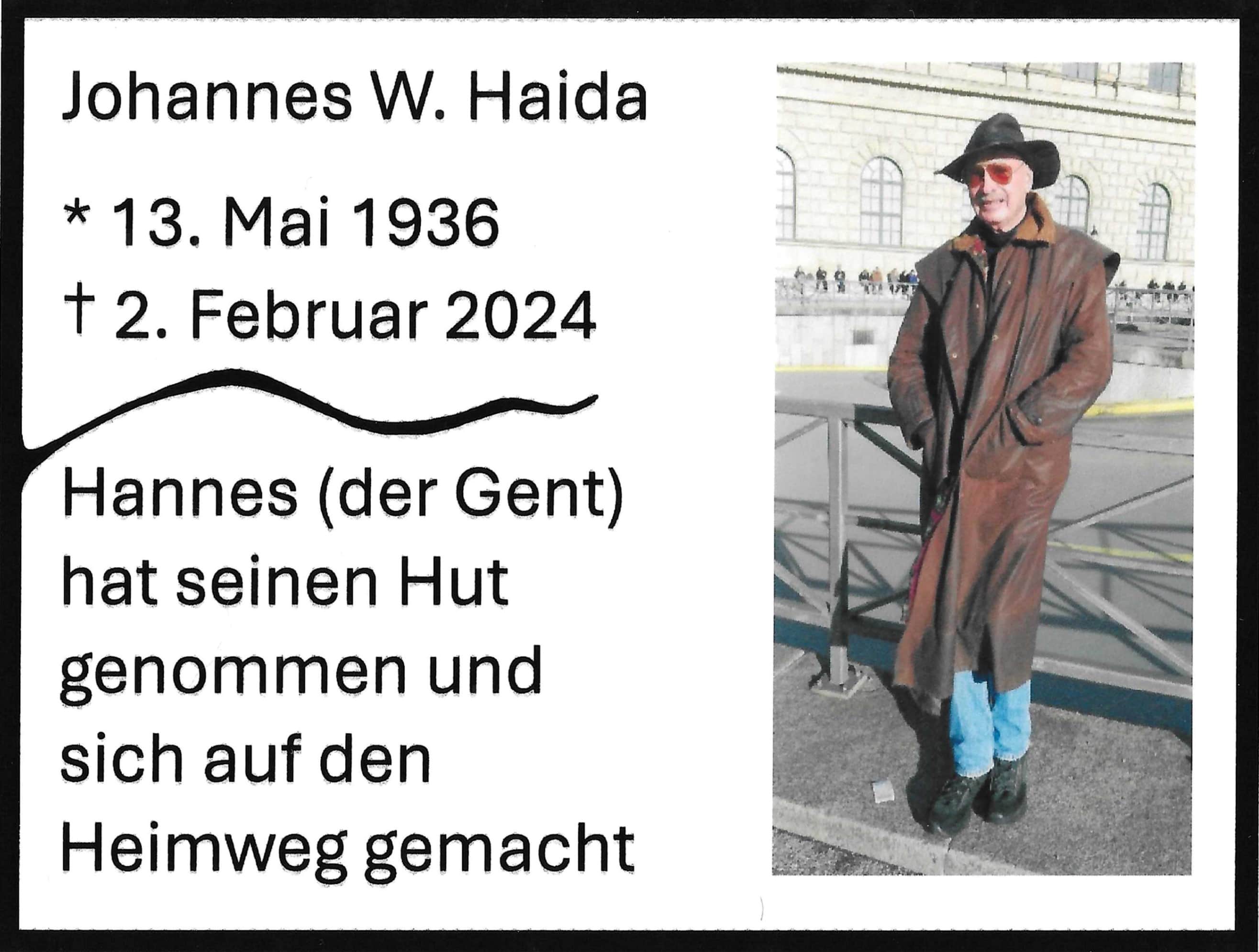 Nachruf: Johannes W. Haida